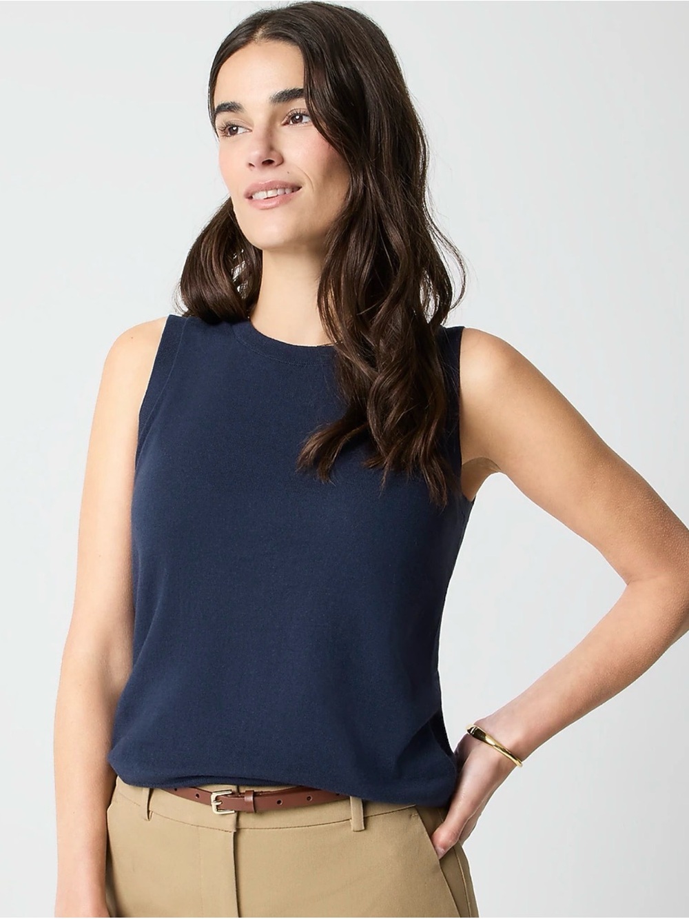 J. Crew Classic Shell Knit Tank Top Navy Size XL